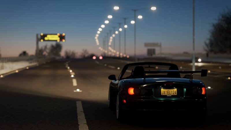 Black Convertible Car — Calm, Night
