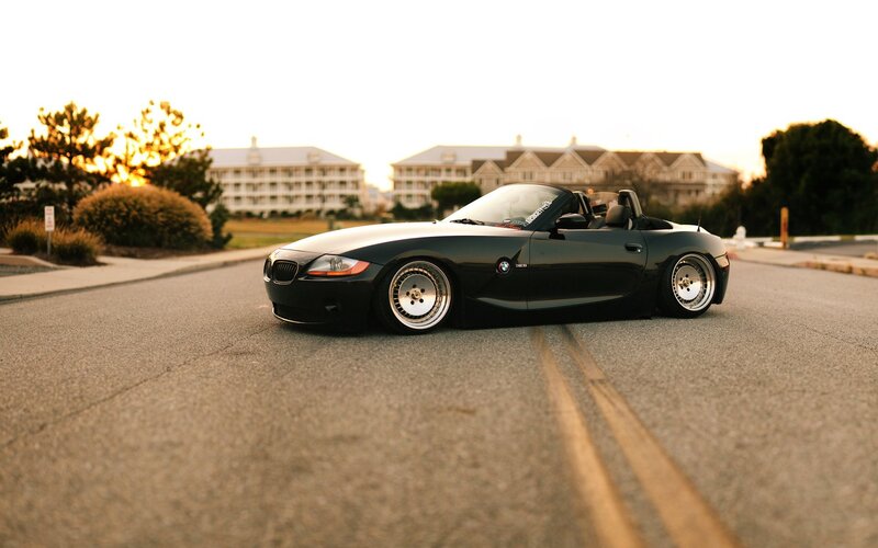 Black Convertible Car — Calm, Sunset, Photograph