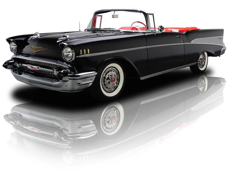 Black Convertible Car — Classic, Photograph, Red Interior, White-walled Tires