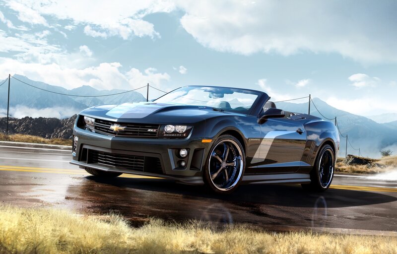 Black Convertible Car — Dramatic, Afternoon, Photograph, Mountains