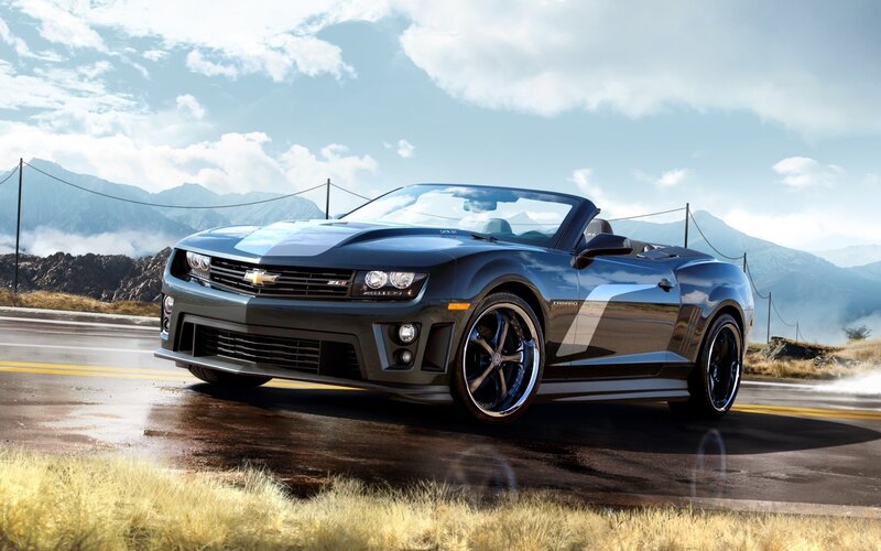Black Convertible Car — Dramatic, Afternoon, Photograph, Road, Mountains