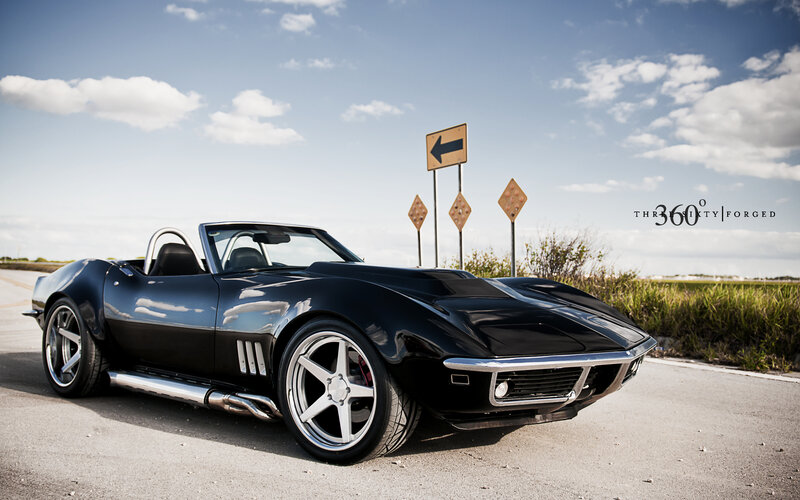 Black Convertible Car — Dramatic, Afternoon, Photograph, Road Sign