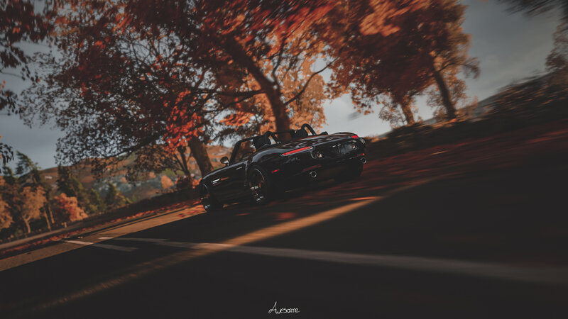 Black Convertible Car — Dramatic, Autumn, Photograph