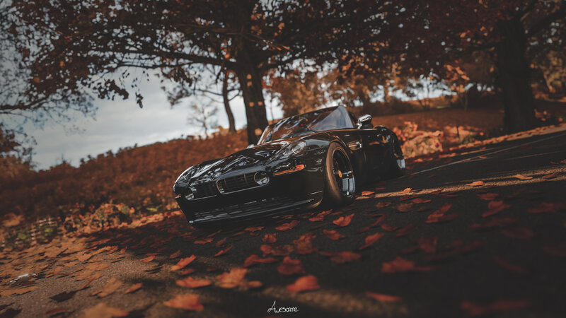 Black Convertible Car — Dramatic, Autumn