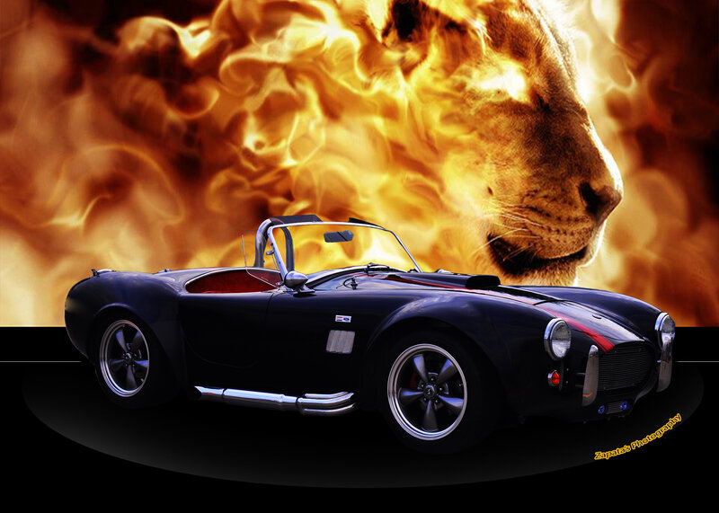 Black Convertible Car — Dramatic, Digital Art