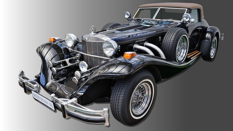 Black Convertible Car — Dramatic, Photograph, Headlights