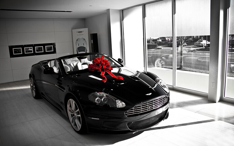 Black Convertible Car — Dramatic, Photograph, Red Bow