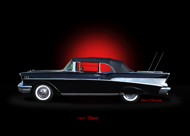 Black Convertible Car — Dramatic, Photograph, Red Light