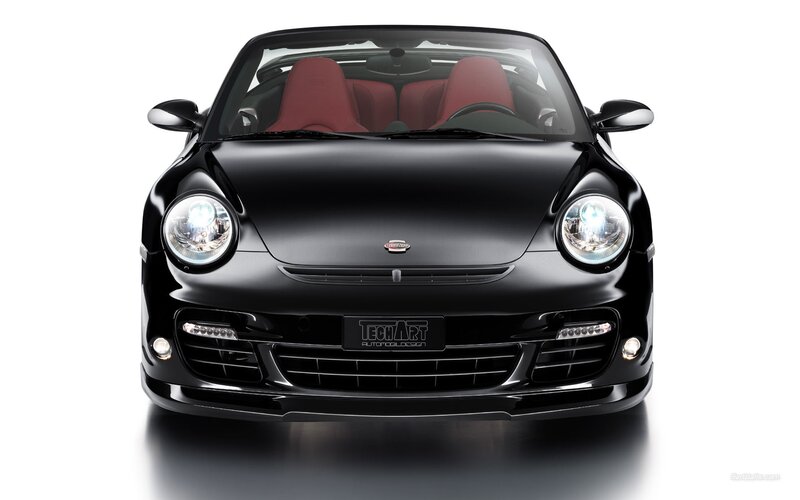 Black Convertible Car — Dramatic, Photograph, Red Seats, Headlights, Grille