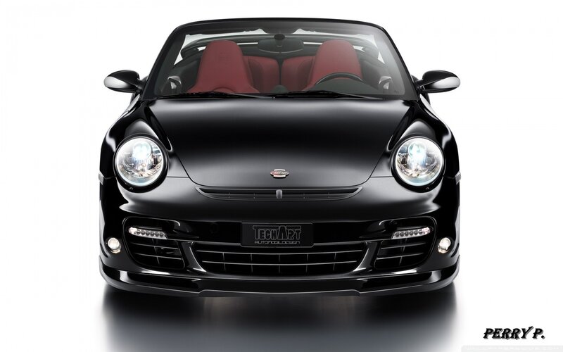 Black Convertible Car — Dramatic, Photograph, Red Seats, Headlights