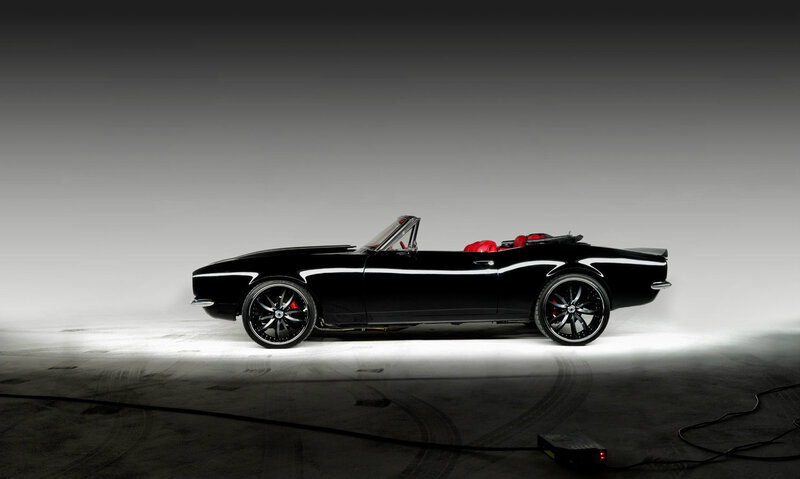 Black Convertible Car — Dramatic, Photograph, Red Seats