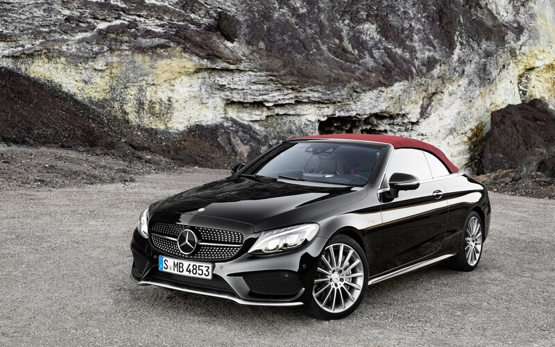 Black Convertible Car — Dramatic, Photograph, Rocky Cliff