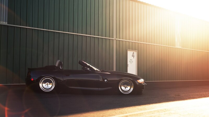 Black Convertible Car — Dramatic, Sunset, Photograph, Building, Door