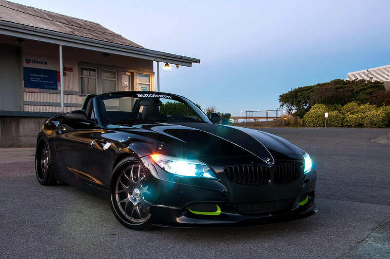 Black Convertible Car — Dramatic, Sunset, Photograph, Building