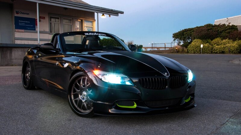 Black Convertible Car — Dramatic, Sunset, Photograph, Building, Trees