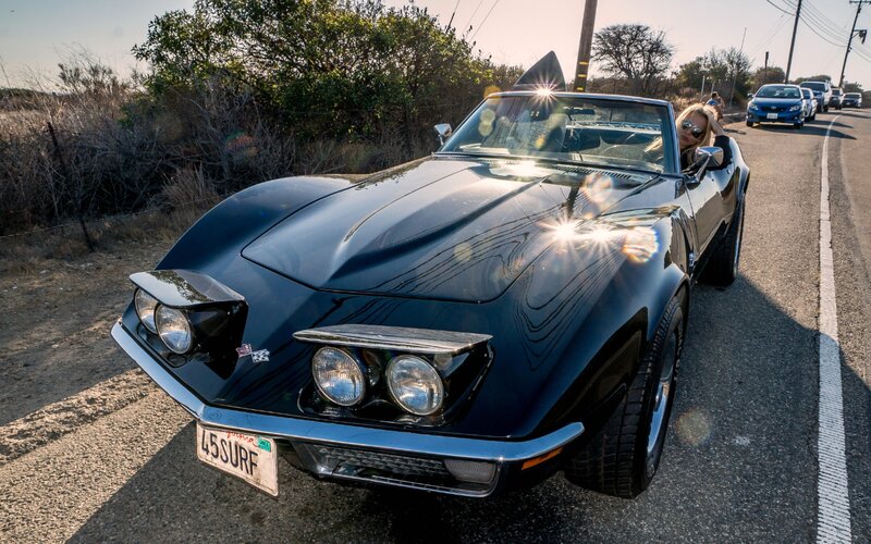 Black Convertible Car — Dramatic, Sunset, Photograph, Woman