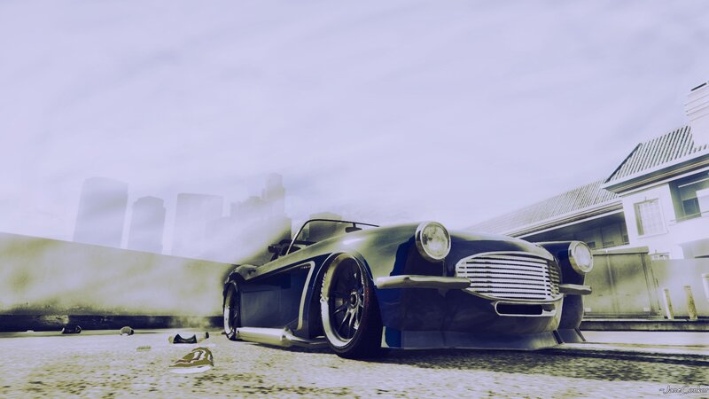 Black Convertible Car — Gray, Dramatic, Digital Art