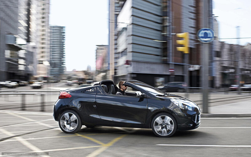 Black convertible car in city