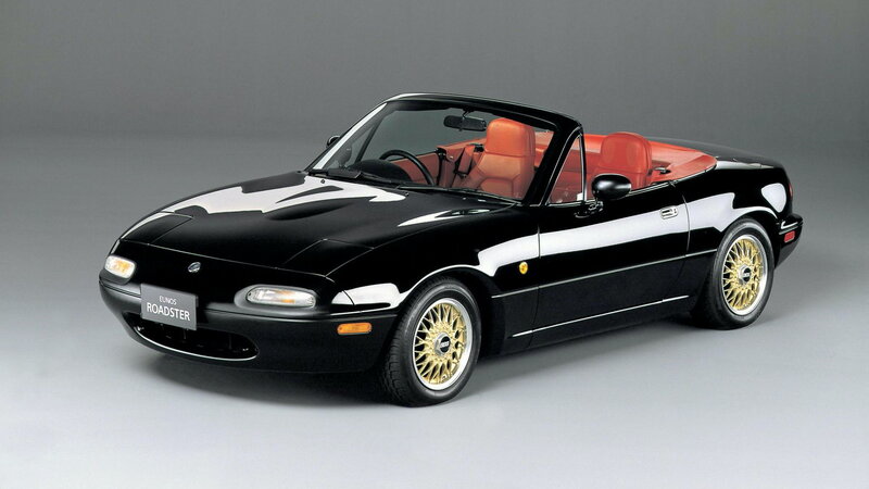 Black Convertible Car — Neutral, Photograph, Red Seats, Gold Wheels