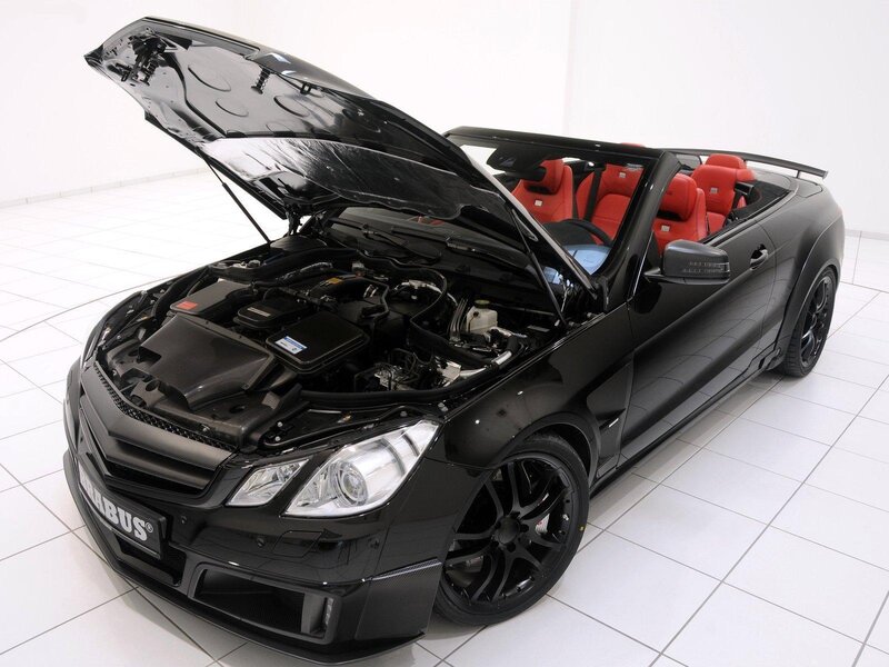 Black Convertible Car — Neutral, Photograph, Red Seats, Open Hood