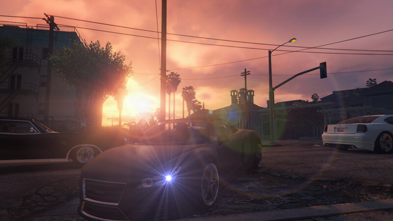 Black Convertible Car — Orange, Dramatic, Sunset