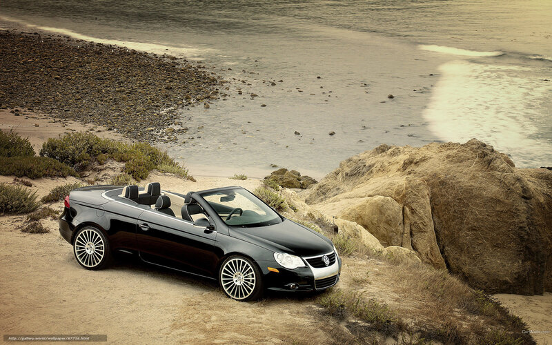 Black Convertible Car — Serene, Afternoon, Photograph, Beach, Ocean