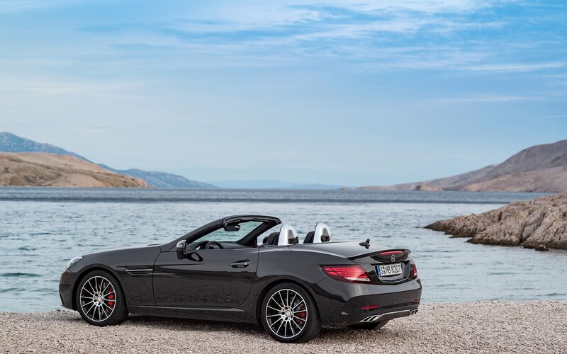 Black Convertible Car — Serene, Afternoon, Photograph, Sea