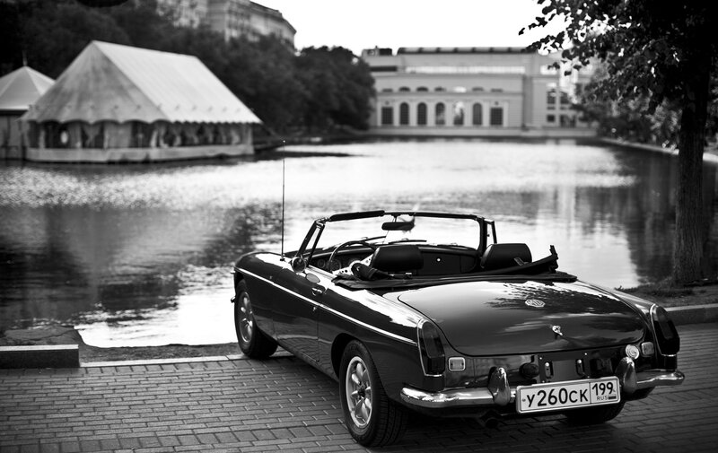 Black Convertible Car — Serene, Photograph, Lake