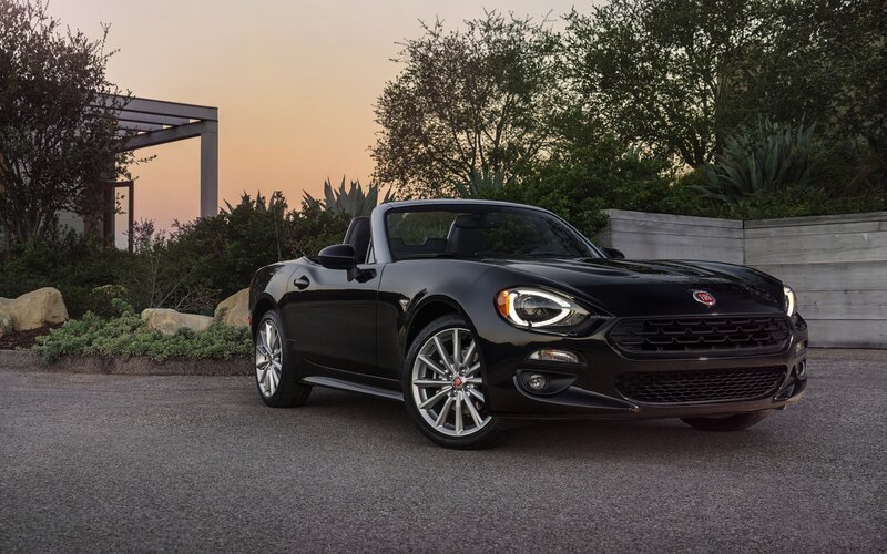 Black Convertible Car — Serene, Sunset, Photograph, Trees, Pavement