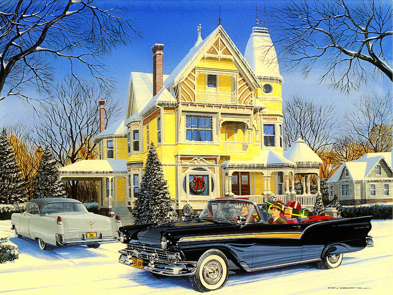 Black Convertible Car — Yellow, Festive