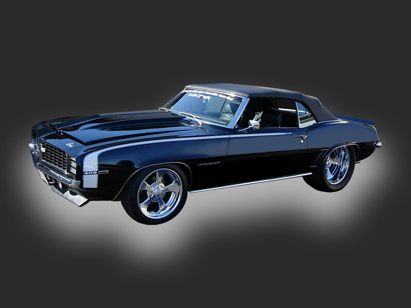 Black Convertible Muscle Car — Dramatic, Photograph