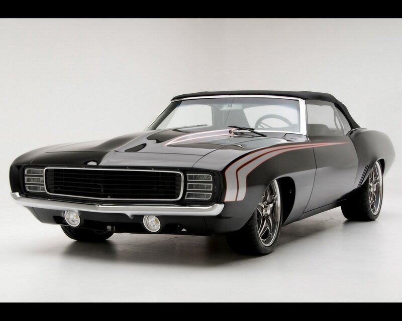 Black Convertible Muscle Car — Neutral, Photograph, Convertible Top, Chrome Grille