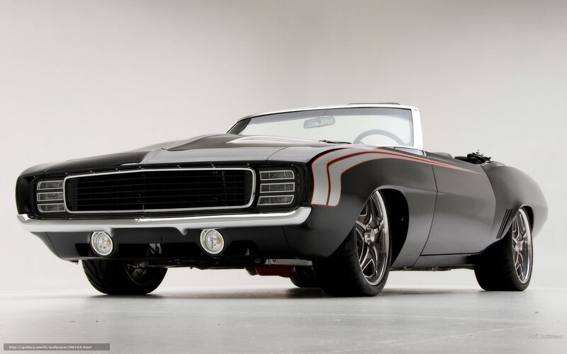 Black Convertible Muscle Car — Neutral, Photograph, Wheels