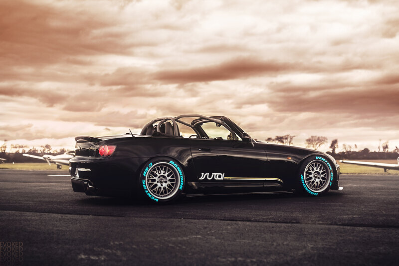 Black Convertible Sports Car — Dramatic, Sunset, Photograph, Airplane