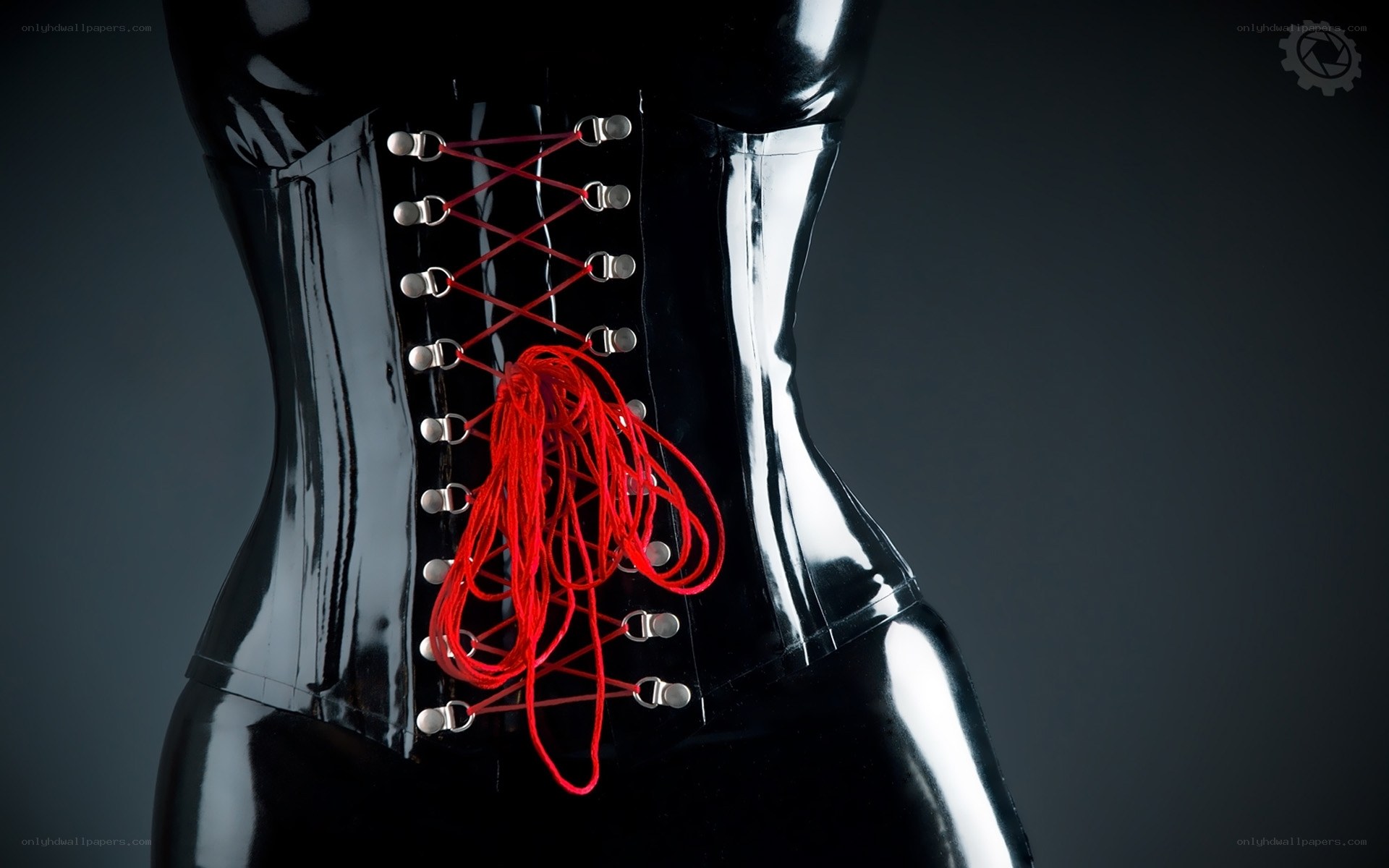 black corset with red laces