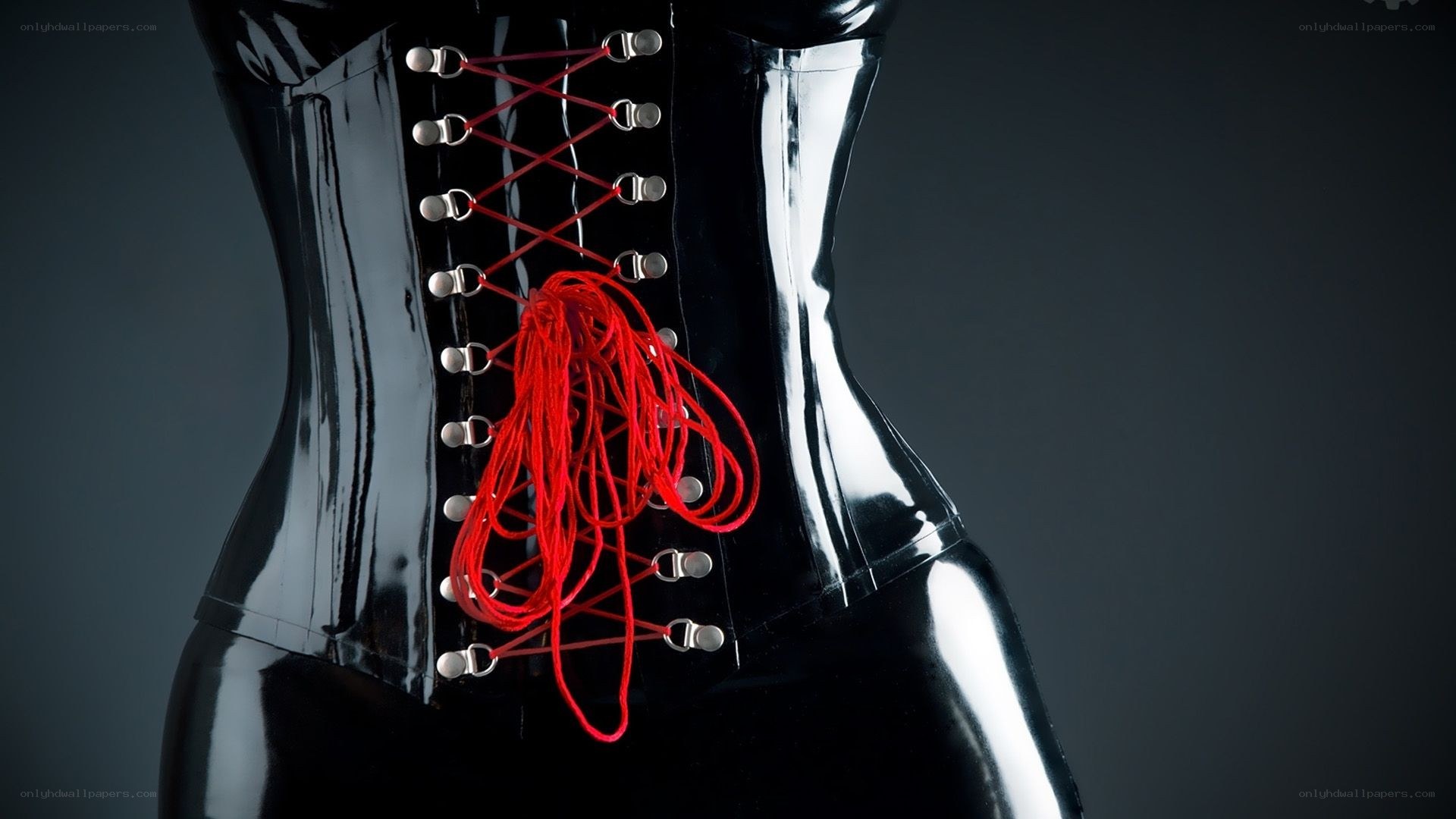 black corset with red laces