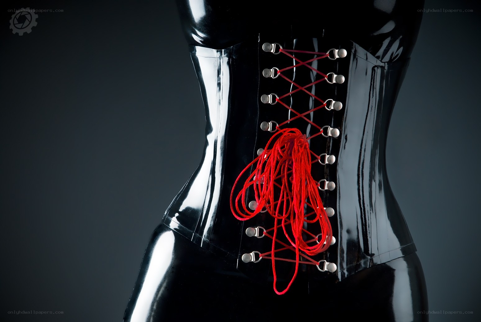 Black corset with red laces