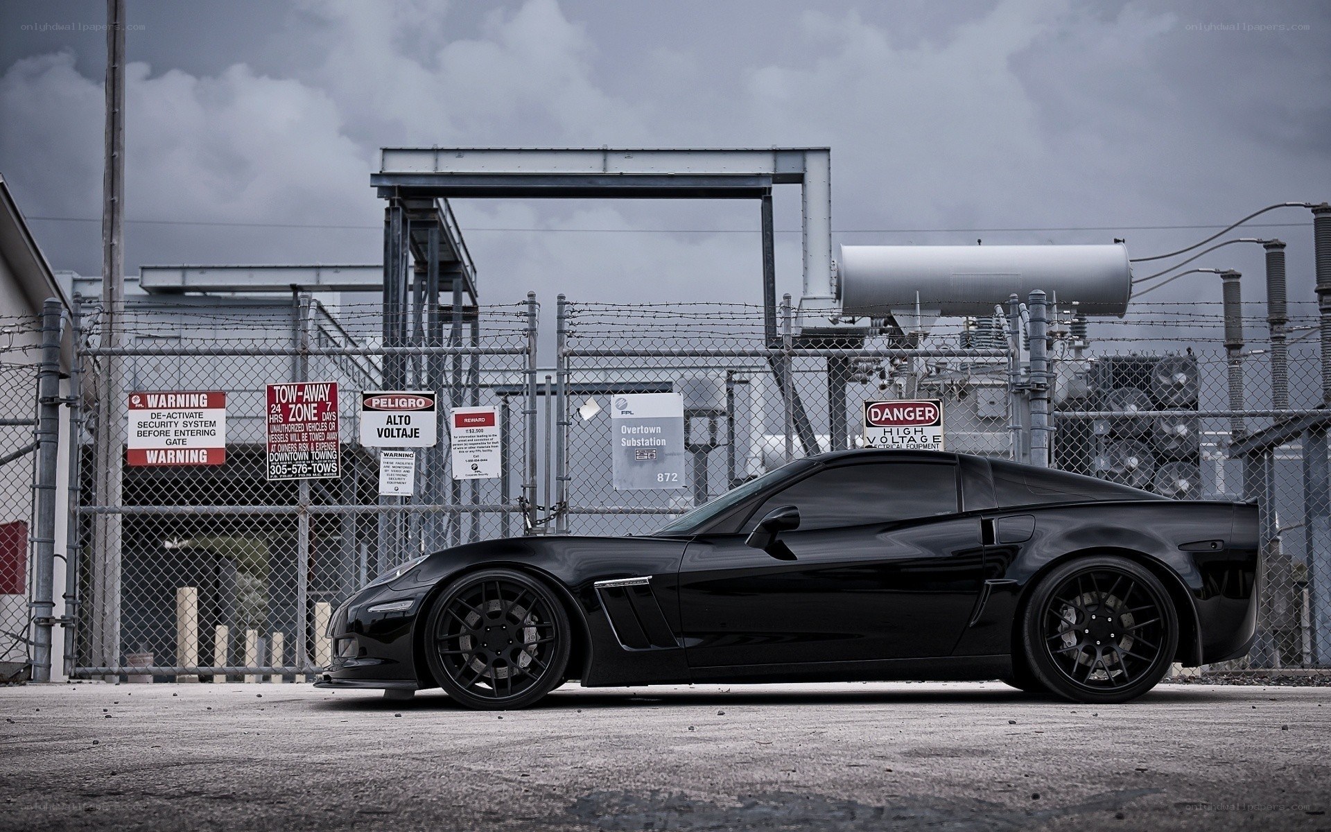 Black Corvette at Substation