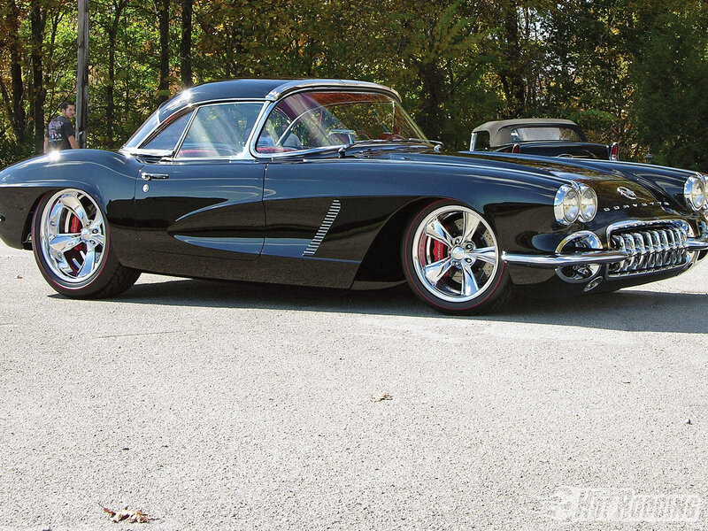 Black Corvette Car — Calm, Autumn, Photograph