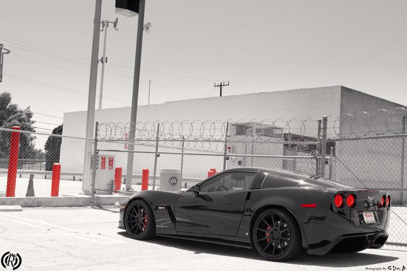 Black Corvette Car — Dramatic, Afternoon