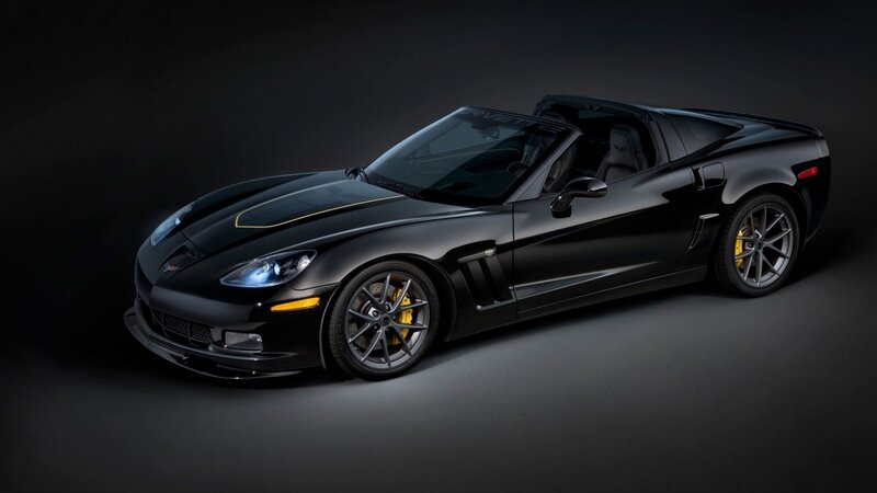 Black Corvette Convertible — Dramatic, Photograph, Car, Yellow Accents