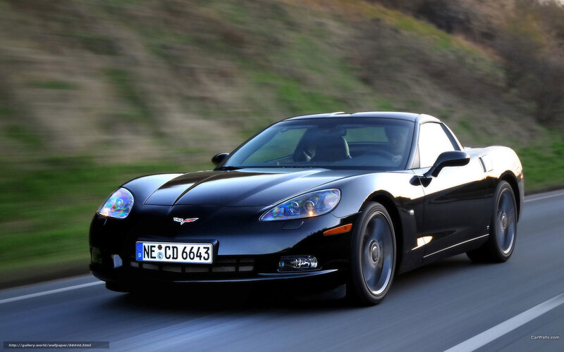 Black Corvette driving on road