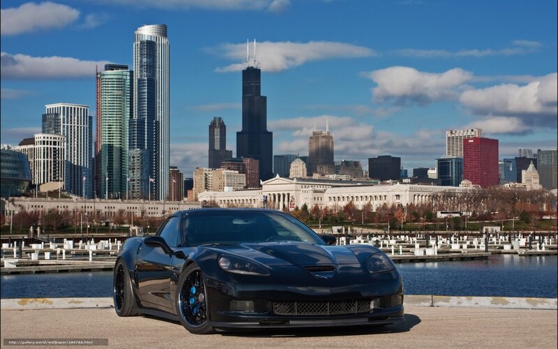 Black Corvette in Chicago