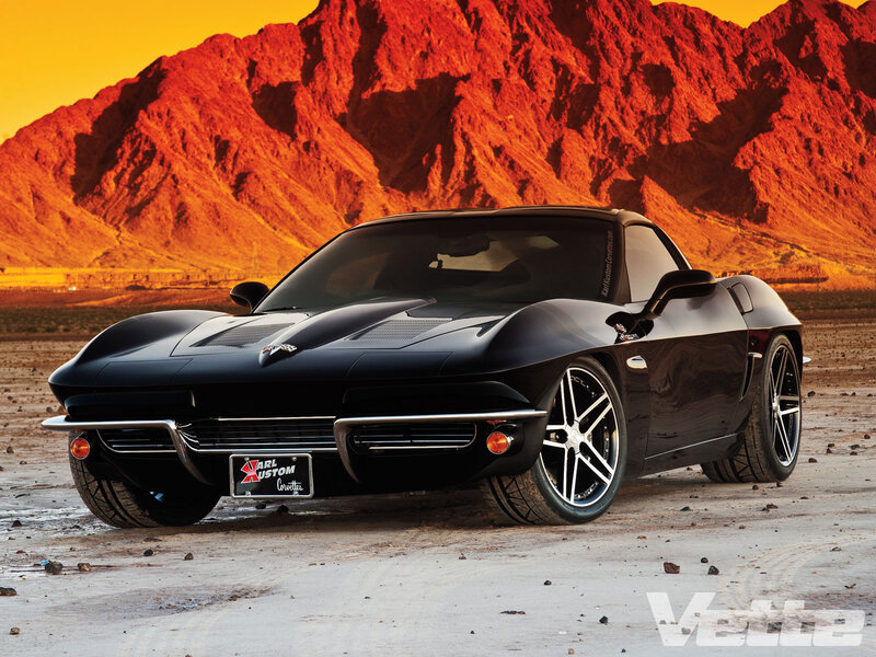 Black Corvette in Desert