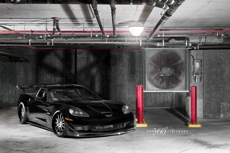 Black Corvette in Garage