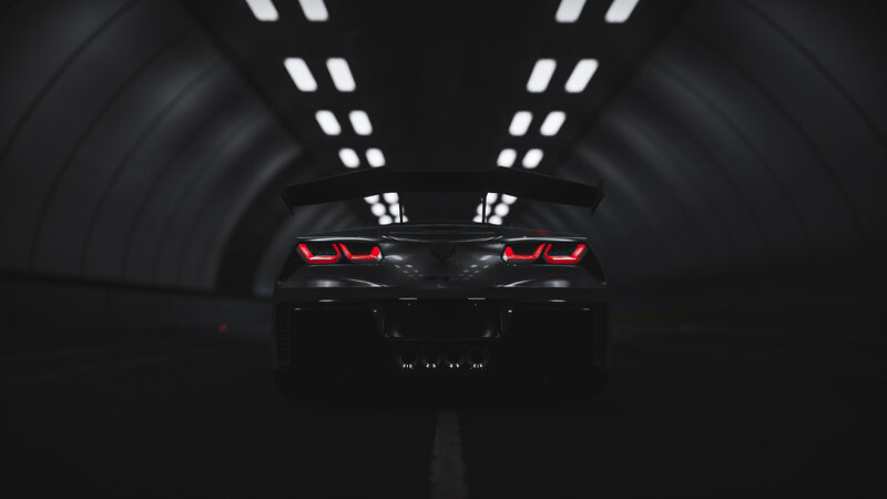 Black Corvette in Tunnel
