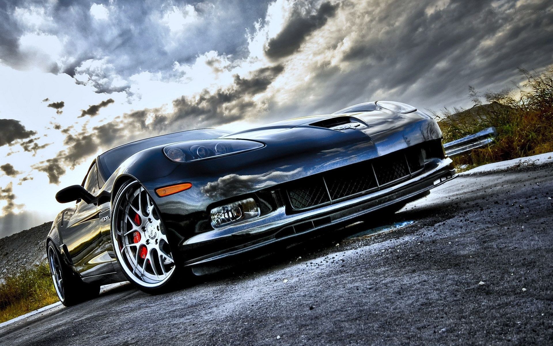 black corvette on road