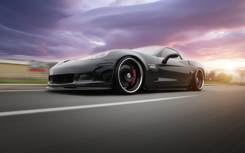 black corvette on road