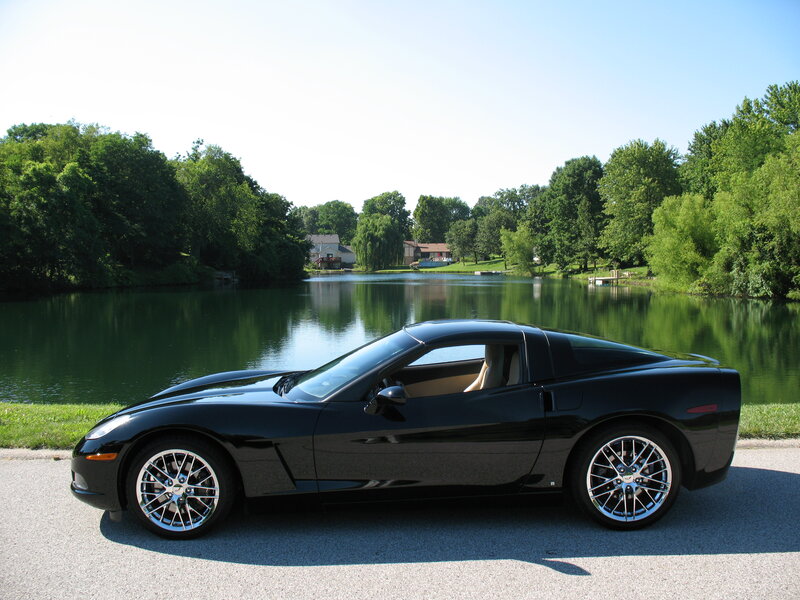 Black Corvette on Road — Serene
