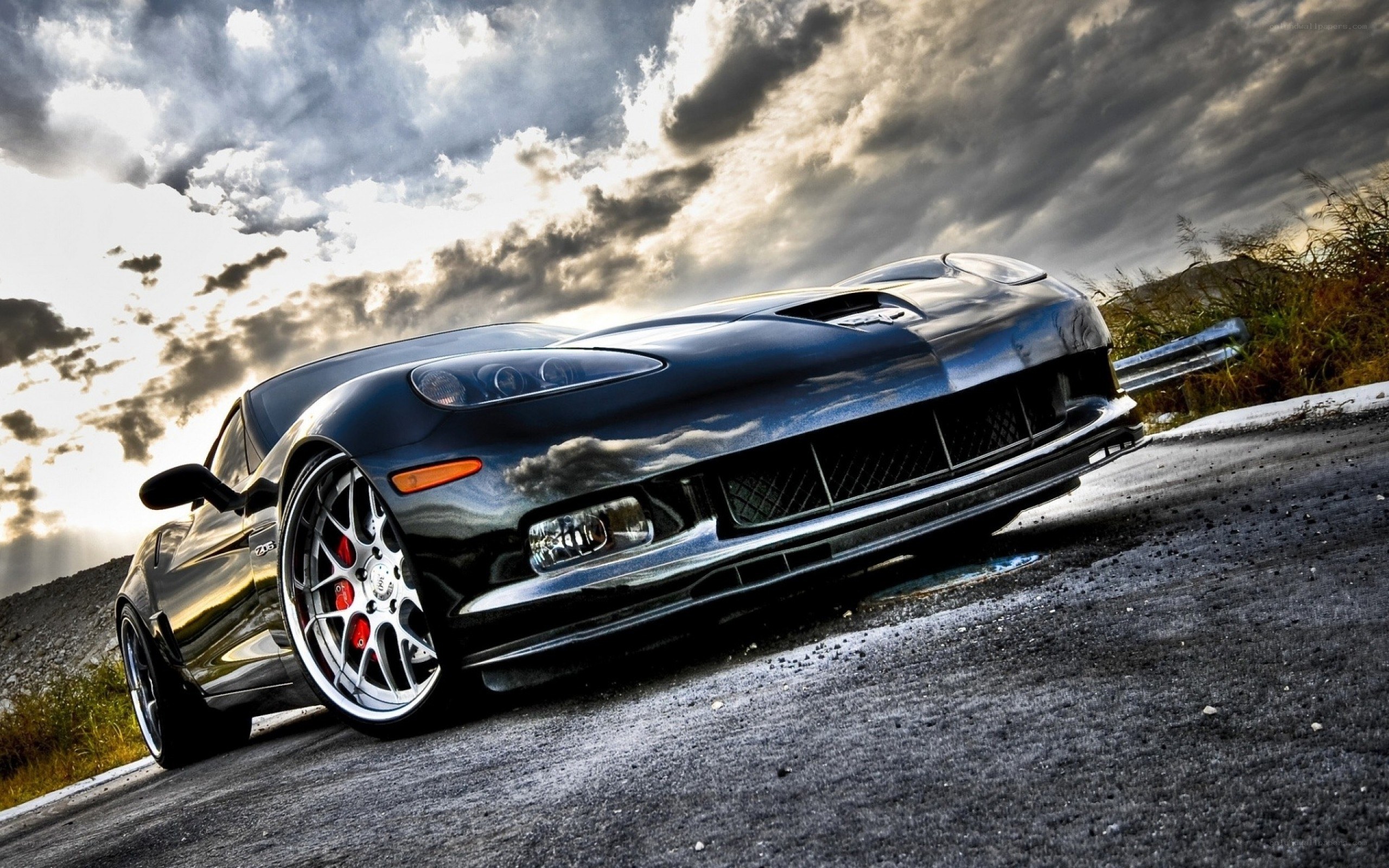 black corvette on road